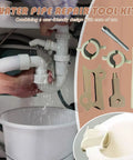 Quick Fix Pipe Repair Kit For Sprinkler Systems Garden Plumbing And Marine Vessels Multi Size Compatibility Leak Stopper Set Hydraulic Conduit Patch Reinforced Steel Repair Patch For Fast Worry Free Repairs installed under a sink showing pipes and kit components for repair.