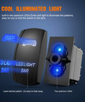 Two Pack 18W LED Light Bars Beefy Flood Off Road Lights 12V With 5 Pin Rocker Switch, illuminated pattern, dual LED setup