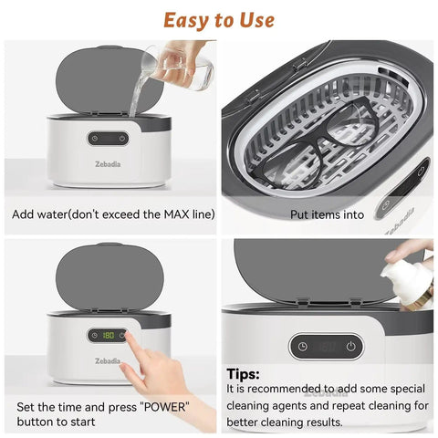 Steps to use 600ml Ultrasonic Jewelry Cleaner With Digital Timer for glasses, rings, silver coins, and brushes