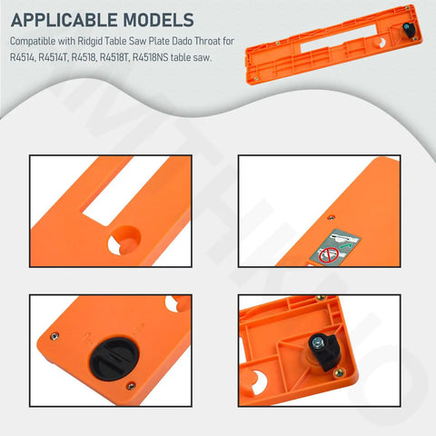 Table Saw Plate Dado Throat Kit 1 Inch Slot Width Replacement Part For Ridgid And Ryobi Table Saws Compatible With R4514 R4514T R4518 R4518T R4518NS Top Pick Pro Grade Install