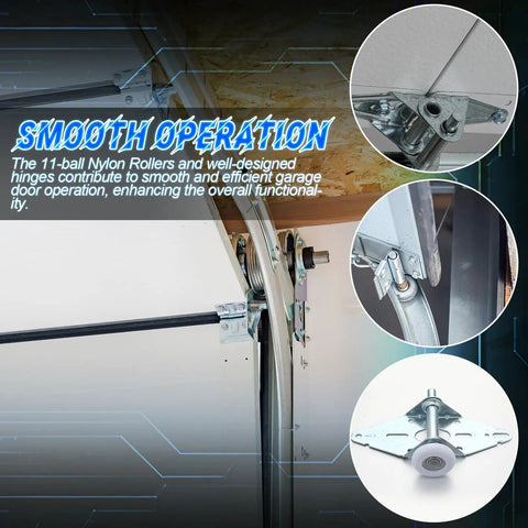 Image of Garage Door Parts Installation Bundle Kit For 16 By 7 Feet Overhead Doors With Brackets Cables Hinges Rollers Screws Bearings