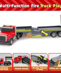 Farm Semi Trailer Truck Toy With Large Flatbed Carrier, Hauls Animal Trailer And Tractor, Real Lights And Sounds