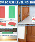 Pair Of Heavy Duty Hidden Door Hinges 9.7 Inch Concealed Flush Hardware shown with leveling shims instruction and usage.