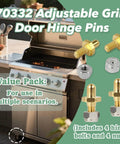 Four Pack Adjustable Grill Door Hinge Pins And Nuts Replacement Kit For Weber Genesis Summit Spirit Series Grills