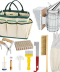 All In One Beekeeping Starter Kit For Beginners With 12 Tools Including Bee Smoker Bee Brush Frame Grip J Hook Hive Tool Feeder Uncapping Fork Gloves And Organizer Tote For Easy Hive Setup And Bee Supplies