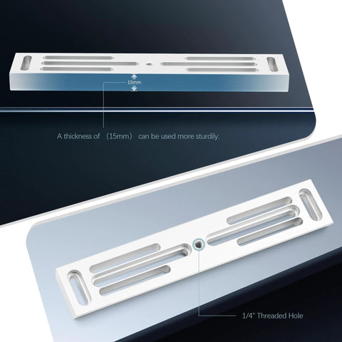 Top and bottom view of Beefy Deluxe Dovetail Mount Plate For Telescopes And Guidescope, Vixen Style Rail, 228mm Length, 15mm thick.