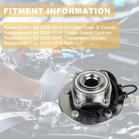Beefed Up Pair Front Wheel Bearing And Hub Assembly 513273 Direct Replacement for Chrysler, Dodge, Volkswagen, Ram minivans
