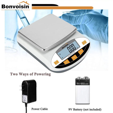 Pro Grade Digital Lab Scale 5000g Capacity And 0.01g Readability Analytical Balance with display and power options
