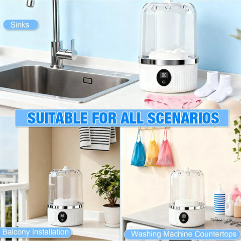 Straight Up Portable Mini Washing Machine For Underwear And Socks Compact Travel Laundry Cleaner in a kitchen setting.