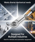Rock Solid 4 Pack 1/2 20 Thread Rod End Bearing Heim Joints with Corrosion Resistant Jam Nuts for Hydraulics, shown among industrial machinery.
