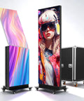80 Inch Led Poster Screen Featuring A Slick Foldable Design For Digital Signage Display With P1.86 Pixel Pitch shown with vibrant graphics.