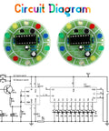 DIY Soldering Practice Kit With CD4017 Lucky Wheel LED Circuit Board with circuit diagram and components display.