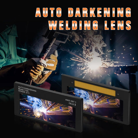 Auto Darkening Welding Lens 2x4.25 Solar Powered Helmet With True Color Technology 2 Arc Sensors Shade 11 LCD Dimming Filter