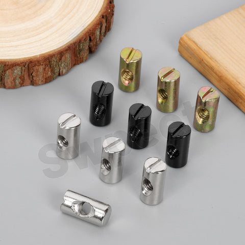 Assorted zinc plated barrel nuts from 50Pcs M6x20mm Zinc Plated Barrel Nuts Kit For Furniture Assembly No Brainer Install Cross Dowels Slotted Nut