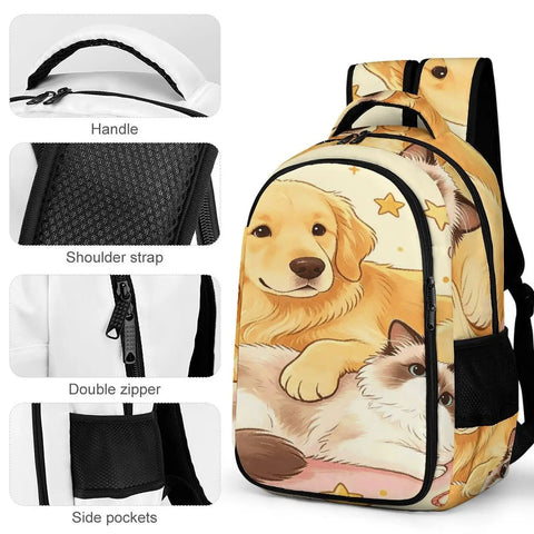 Bone And Wool Ball Mates Printed Backpack For Unisex Large Capacity Daypack Durable Polyester Travel Bag With Smooth Zipper