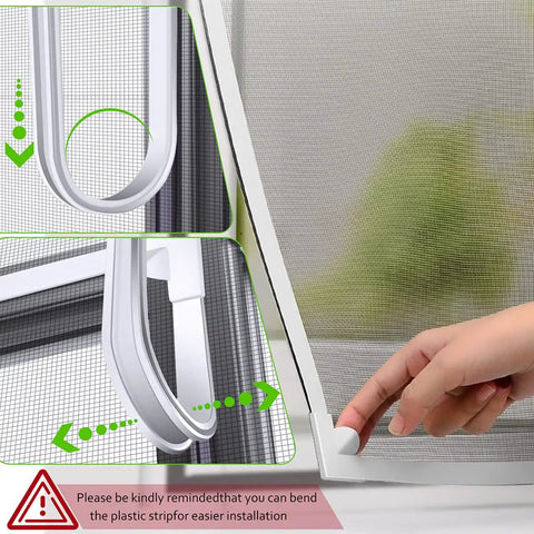 Adjustable DIY Magnetic Window Screen With Fine Fiberglass Mesh For 23 By 32 Inch Openings In White Window Frames With Grey Mesh Lightweight Durable Yet Breathable Easy To Install And Reusable Keeps Bugs Out While Letting Fresh Air In