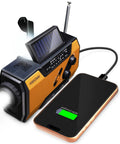NOAA Emergency Weather Radio With 7400mWh Power Bank AM FM USB Solar Hand Crank Charging Battery Operated Survival Radio SOS Alarm Orange