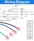 Wiring diagram for Ultra Quiet Bathroom Exhaust Fan With 15W LED Light, 1.0 Sones, showing wire connections and color codes.