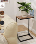 C Shaped End Table for Couch and Small Spaces, Under Sofa Side Table That Slides, TV Tray and Bedside Console, Space Saver
