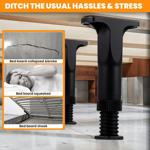 Built Tough As Nails Adjustable Bed Support Legs Six Pack Heavy Duty Telescopic Center Stands under a bed fixing instability.