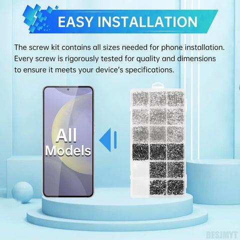 Top Shelf Samsung Galaxy Screw Replacement Kit For Every Smartphone Model Featuring Dead Simple Installation and Solid Fasteners in assorted sizes.