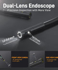 Dual Lens Endoscope With Light For Auto HVAC Wall And Home Inspections Mechanic Borescope Camera Flexible Fiber Optic Snake Probe Sixteen And A Half Feet Of Reach With Eight Adjustable LEDs tip detail