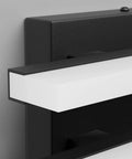 Close-up of Modern LED Vanity Light 30 Inch Black Bathroom Fixture Dimmable Wall Mount 6000K with Aluminum Frame and Frosted Acrylic Shade
