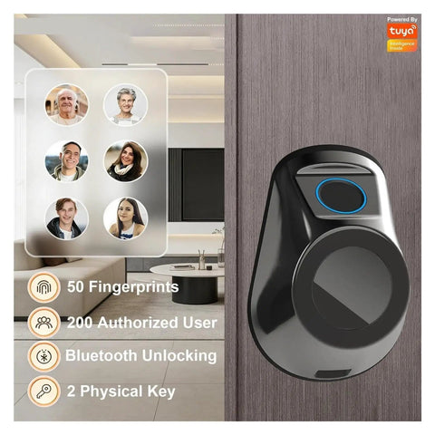Image of Next Level Smart Electronic Deadbolt Lock with biometric features, supporting 50 fingerprints and Bluetooth unlocking.