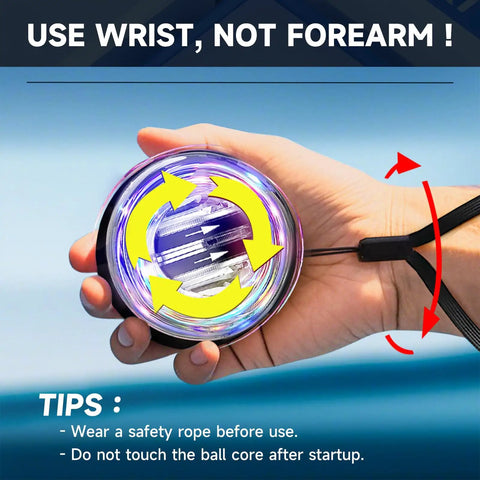 Person holding Torque Ball Hand Exerciser Dope Grip Strength Trainer For Forearm Strengthener Wrist Power Gyro Ball Hand Strengthening Device Wrist Strengthener Finger Exerciser Auto Start Black Without Light