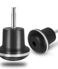 Fixed Caster Wheels Set of 5 for Sofa Chair and Cabinet Replacement with 8x36mm Stem Mounts, black nylon and metal finish. Front view.