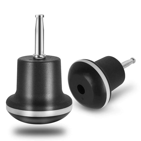 Fixed Caster Wheels Set of 5 for Sofa Chair and Cabinet Replacement with 8x36mm Stem Mounts, black nylon and metal finish. Front view.