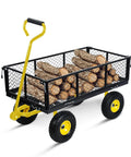 Heavy Duty Garden Cart With Removable Sides 1100 Pound Capacity Utility Wagon carrying firewood