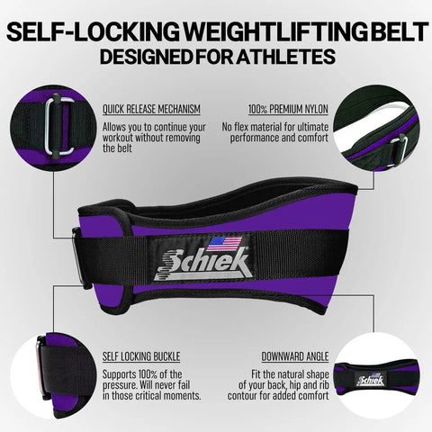 Heavy Duty 6 Inch Nylon Weight Lifting Belt For Powerlifting And Strength Training With Contoured Lower Back Support, side view displaying self-locking buckle and premium nylon material.