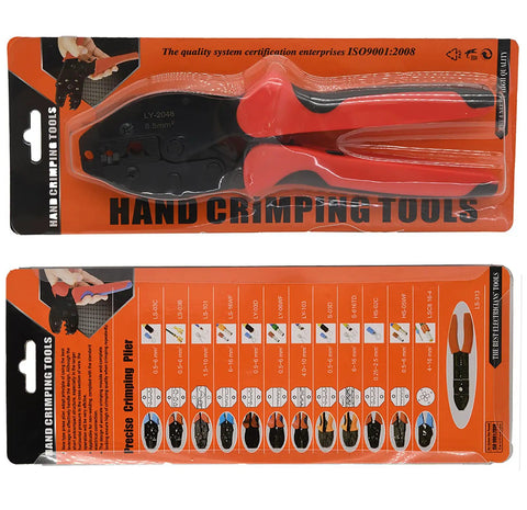 Packaging of Beefy Pro Grade Spark Plug Wire Crimp Tool With Ratchet Pliers showcasing tool details and usage guide.