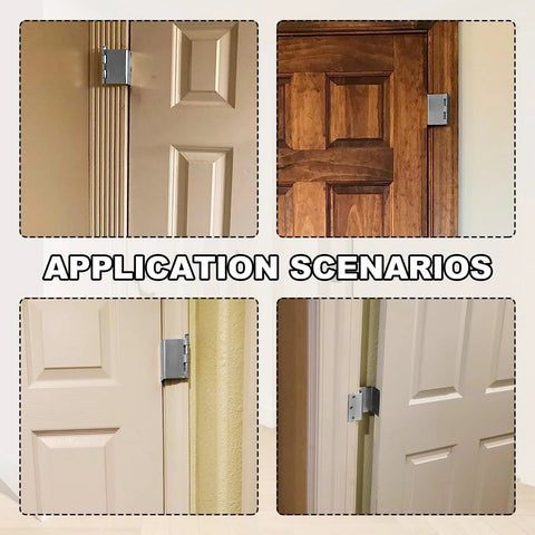 Application scenarios of Expandable Handicap Door Hinges Offset Two Swing Hinges In Satin Chrome For Wheelchair Accessibility Opens 90 Degrees And Adds 2 Inches To Doorways For Barrier Free Entry installed on various doors.