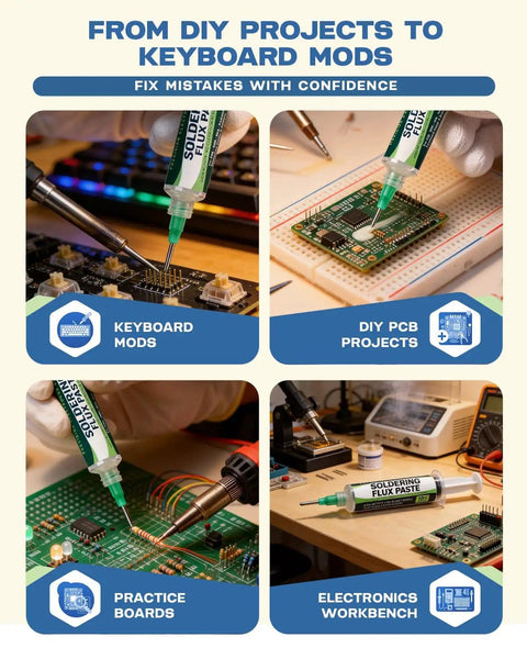 Lead-Free Rosin No Clean Solder Flux Paste For Electronics Repair used in DIY keyboard mods and electronics workbench