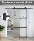 42 By 84 Inch Aluminum Glass Barn Door Panel Frosted Tempered Glass Slab For Easy DIY Install No Hardware Included in living room