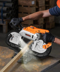 Cordless 20V Portable Band Saw With 5 Inch Deep Cut, Beefy 360W Brushless Motor, adjustable speed used for precise wood cutting