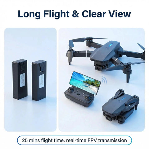 Dual batteries and foldable 1080P HD FPV Mini Drone With Camera for Adults with controller, easy to fly.
