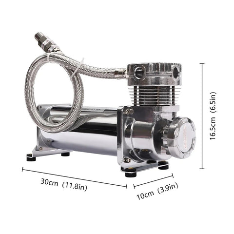 Pwlfwolf 12V Air Suspension Compressor Unit, Portable High-Pressure Pump With Stable Gas Supply, Gray Industrial Grade Machine For Factory Use And Heavy Duty Operations Offering Consistent Performance