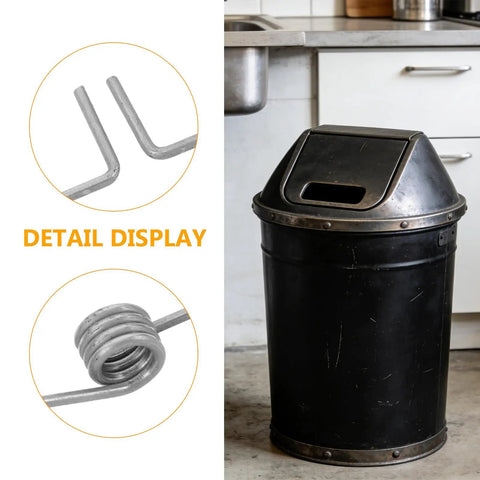 Cool 10 Piece Torsion Spring Kit To Fix Trash Can Lids Fast, Made With Rust Resistant Stainless Steel That Holds Strong And Lasts For Home Or Office Use Plus DIY Projects. Detail display of stainless steel torsion spring and trash can lid repair