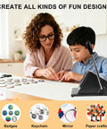 Adult and child crafting with 58mm Button Paper Cutter Punch Die Tool For Button Maker Machines, Pro Grade Metal Graphic Circle Punch Cutter.