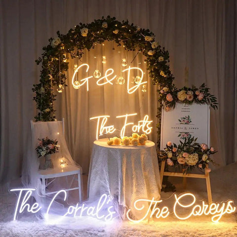 Custom Neon Sign For Wall Decor And Parties Personalize Your Name Logo Text Or Emoji In Your Favorite Font And Color A Totally Dope Gift for wedding decor with floral arch