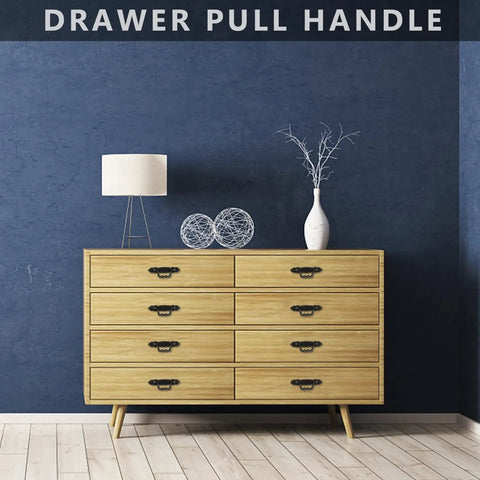 Six Piece Antique Cabinet Handles Set Vintage Drawer Pulls in European Style Zinc Alloy Hardware on wooden dresser
