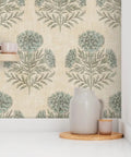 Fresh Blue Floral Removable Wallpaper Featuring A No Sweat Pre Pasted Formula That Glides On Smooth For Renter Friendly accent wall with flower pattern.
