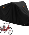 Waterproof Adult Tricycle Cover for 3-Wheeled Bikes and Recumbent Trikes Outdoor Indoor Dustproof Windproof UV Protection Heavy-Duty 210D Oxford PU Coated Fits Most Trikes 75L x 30W x 44H Black over red adult tricycle