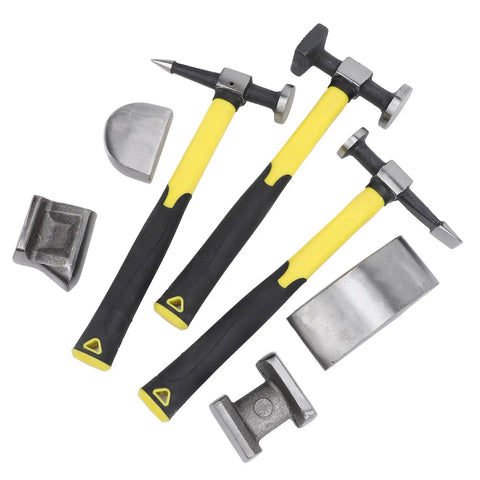 7 Piece Carbon Steel Auto Body Repair Kit With Heavy Duty Hammer And Dolly Set Dent Removal Tools With Toolbox Versatile Pro Grade Gear
