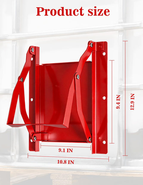 9X9 Heavy Duty Sliding Grain Gate Built Tough For Barns And Ibc Totes showing dimensions of 9.1x10.8 inches, red steel construction.