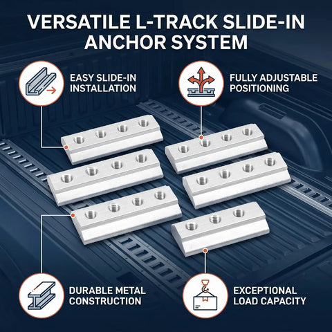 Six Pack M6 L Track T Nuts With Sliding Design For Easy Insertion And Repositioning Along Track in truck bed setup