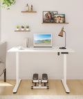 47.2 Inch Electric Standing Desk With Wood Desktop Height Adjustable Sit Stand Workstation in white room setup